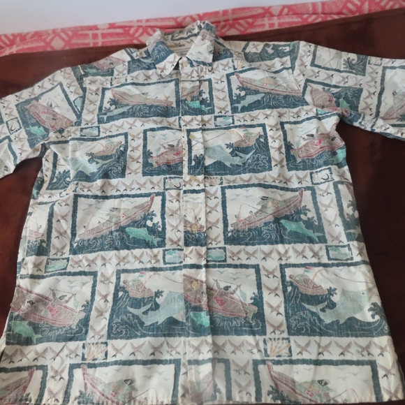 Vtg Reyn Spooner Shirt Dietrich Varez Hawaiian Fishing swordfish L - Picture 1 of 4